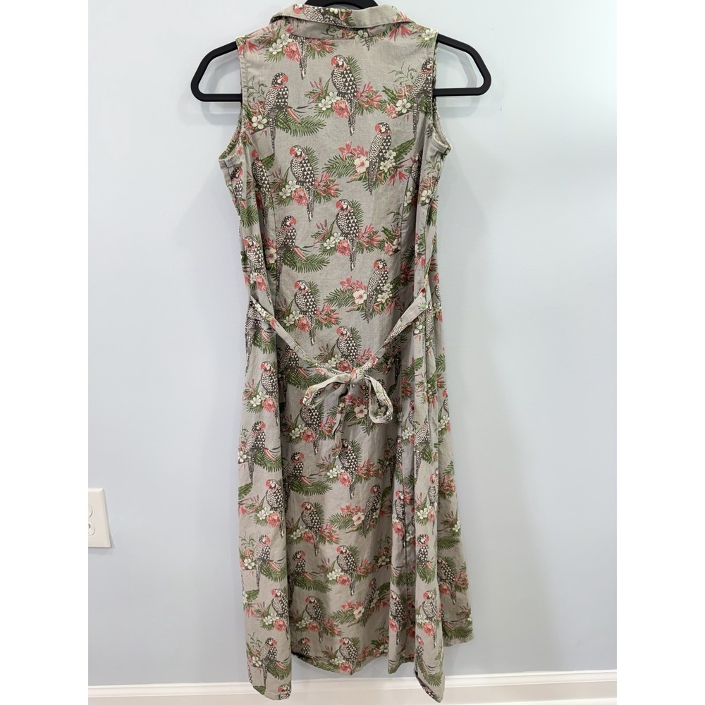 Bombay Paisley Tropical Parrot Print Button Front Midi Dress Small Cottagecore - Picture 4 of 9